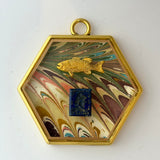 Acrylic Frame with Marbled Paper with Fish and Intaglio / Slight Imperfections