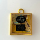 Acrylic Frame with Marbled Paper with Intaglios / Slight Imperfections