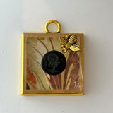 Acrylic Frame with Marbled Paper with Intaglio and Napoleonic Bee / Slight Imperfections
