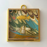 Acrylic Frame with Marbled Paper with Intaglio and Sparkle Bee / Slight Imperfections
