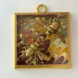 Acrylic Frame with Marbled Paper with Italian Bees / Slight Imperfections