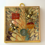 Acrylic Frame with Marbled Paper with Intaglios and Bees / Slight Imperfections