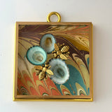 Acrylic Frame with Marbled Paper with Shells and Napoleonic Bees / Slight Imperfections