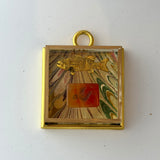 Acrylic Frame with Marbled Paper with Intaglio and Fish / Slight Imperfections