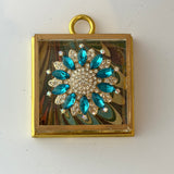 Acrylic Frame with Marbled Paper and Brooch / Slight Imperfections