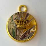 Acrylic Orb with Crown on Marbled Paper / Slight Imperfections