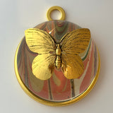 Acrylic Orb with Butterfly on Marbled Paper / Slight Imperfections