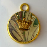 Acrylic Orb with Crown on Marbled Paper / Slight Imperfections