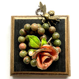 Bourbon Barrel Frame with Bee on Necklace with Rose