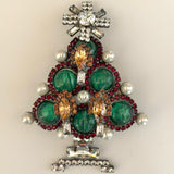 VRBA Christmas Tree Rhinestone Holiday Brooch