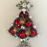 VRBA Christmas Tree Rhinestone Holiday Brooch