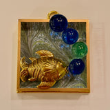 Acrylic Frame with Fish and Glass Beads / Slight Imperfections