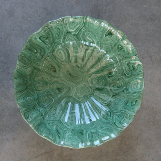 Green Fruit Bowl in Snail Pattern