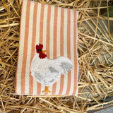 Kitchen Towel | White Hen on Orange Stripe