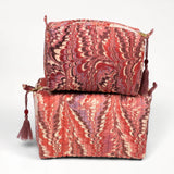 Florentine Pink Hand-Marbled Cosmetic Bags | Set of 2