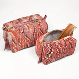 Florentine Pink Hand-Marbled Cosmetic Bags | Set of 2