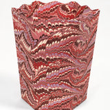 Hand-Marbled Scallop Waste Bin/ Storage Bin | Florentine Pink