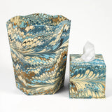 Hand-Marbled Scallop Waste Bin/ Storage Bin | Nila Feathers