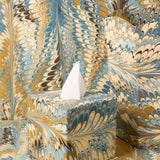 Hand Marbled Tissue Box Cover Nila Feathers