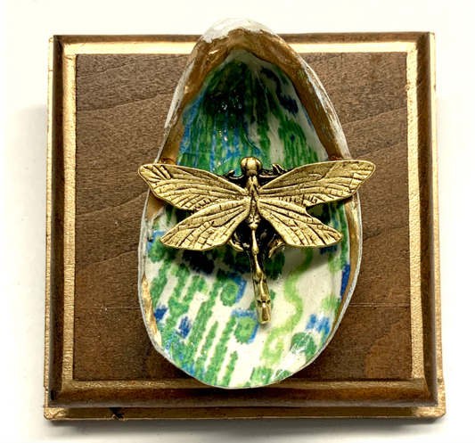 Cherry Frame with Dragonfly on Oyster Shell
