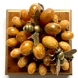 Wooden Frame with Bees on Beads