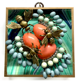 Acrylic Frame with Bees on Beads / Slight Imperfections