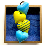 Acrylic Frame with Hearts on Marbled Paper / Slight Imperfections