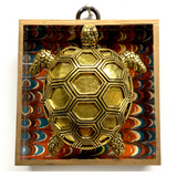 Acrylic Frame with Turtle on Marbled Paper / Slight Imperfections