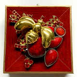 Modern Lacquered Frame with Deco Bee on Brooch