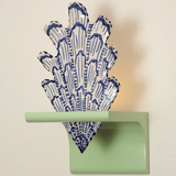 Shell-f Sconce Single Green/Orange Shellegance Shell with Light Green Bracket