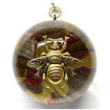 Acrylic Orb with Grande Bee on Marbled Paper / Slight Imperfections
