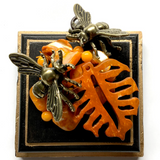 Wooden Frame with Bees on Necklace