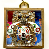 Acrylic Frame with Enameled Bee on Brooch / Slight Imperfections