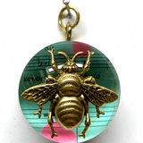 Acrylic Dome Frame with Grande Bee on Marbled Paper / Slight Imperfections