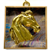 Acrylic Frame with Horse on Marbled Paper / Slight Imperfections