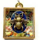 Acrylic Frame with Grande Bee on Lapis / Slight Imperfections