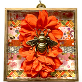 Acrylic Frame with Grande Bee on Paper Flower / Slight Imperfections