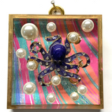 Acrylic Frame with Octopus on Pearls / Slight Imperfections