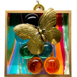 Acrylic Frame with Butterfly on Glass Beads / Slight Imperfections