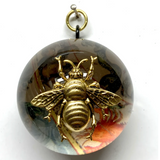 Acrylic Dome with Grande Bee on Marbled Paper / Slight Imperfections
