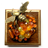 Wooden Frame with Bee on Beads