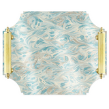 Acrylic Tray with Brass Handles | Marbleized
