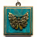 Blue Waxed Frame with Butterfly