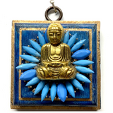 Blue Waxed Frame with Buddha on Brooch