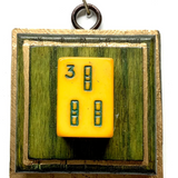 Green Waxed Frame with 3 Bam Mahjong Tile