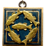 Blue Waxed Frame with Fishes