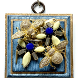 Blue Waxed Frame with Sparkle Bees on Beads