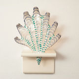 Shell-f Sconces Pair Blue Shellegance Shells with Sugared Almond Brackets