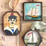 Small Sail ~ Art Locket Nautical Vintage Ornament Handmade 
