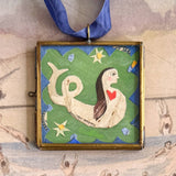 Meriwether ~ Art Locket Mermaid Vintage Ornament Handmade 
